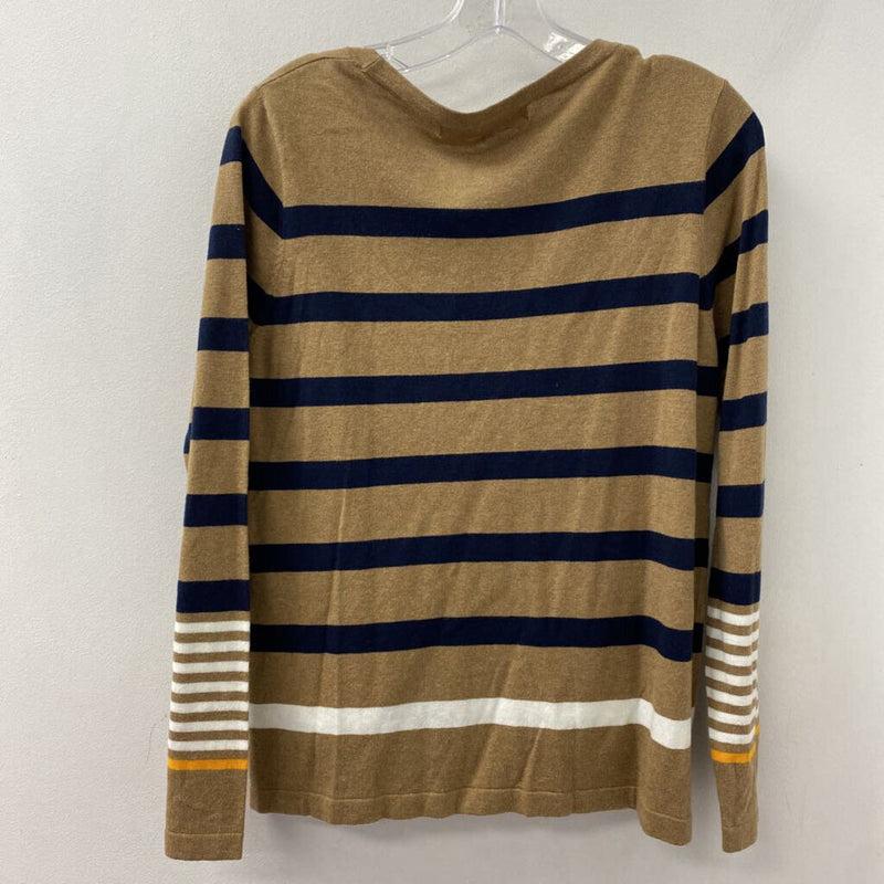 NEXT WOMEN'S SWEATER tan navy white 10/14