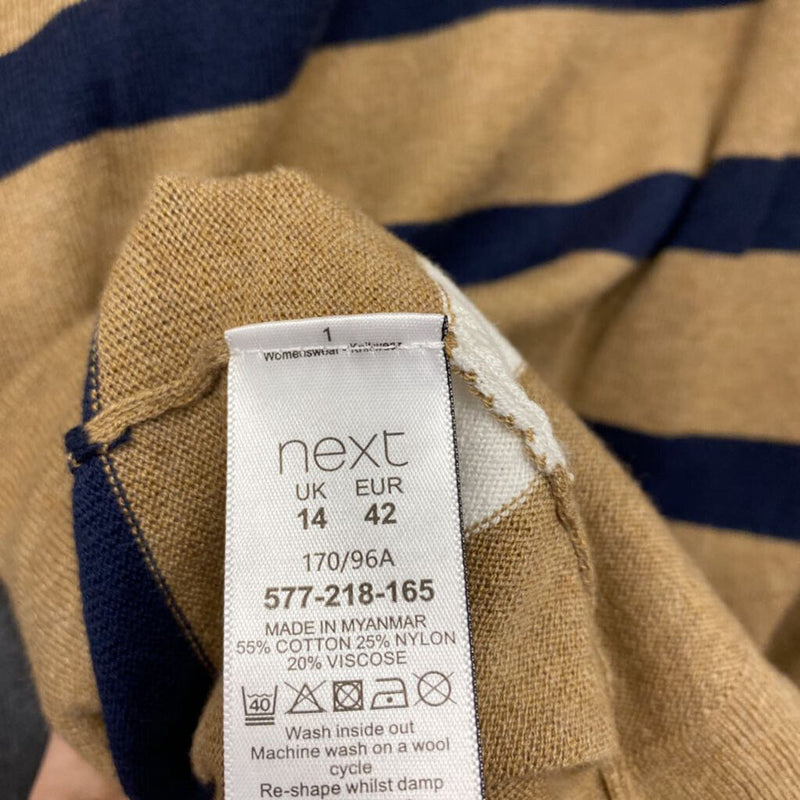 NEXT WOMEN'S SWEATER tan navy white 10/14
