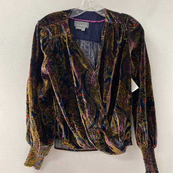 ANTHROPOLOGIE WOMEN'S TOP navy yellow green purple XS