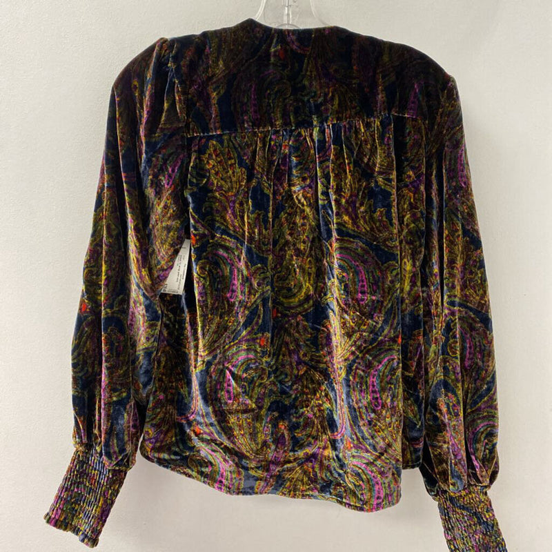 ANTHROPOLOGIE WOMEN'S TOP navy yellow green purple XS