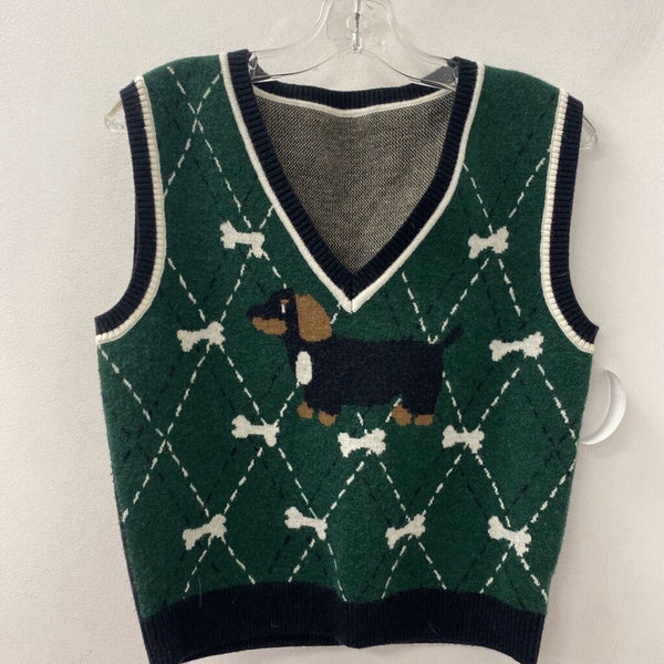 Cider WOMEN'S TOP green yellow black tan M/XL