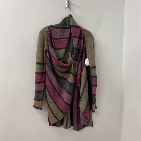 WOMEN'S CARDIGAN purple pink brown grey M
