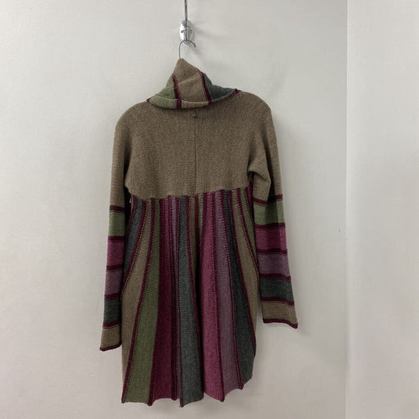 WOMEN'S CARDIGAN purple pink brown grey M