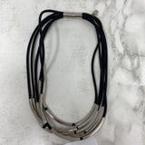 TWOA WOMEN'S NECKLACE black silver