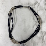 TWOA WOMEN'S NECKLACE black silver