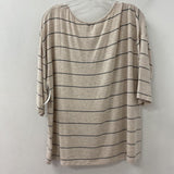 REITMANS WOMEN'S PLUS TOP beige grey stripe 2XP