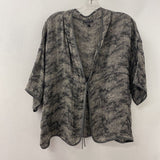 EILEEN FISHER WOMEN'S BLAZER/JACKET grey cream mix L