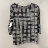 RESERVED WOMEN'S TOP black white marled plaid L