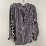 MAX VOLMARY WOMEN'S BLOUSE/SHIRT navy white geo print 6