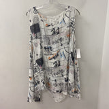 GRIZAS WOMEN'S TOP white grey blue orange XL