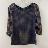 MAISON SCOTCH WOMEN'S BLOUSE/SHIRT navy tan pattern 2