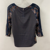 MAISON SCOTCH WOMEN'S BLOUSE/SHIRT navy tan pattern 2