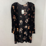 H&M WOMEN'S CARDIGAN black peach floral print S