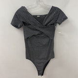 WOMEN'S T-SHIRT white black stripe S