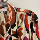 MAISON D'AMELIE WOMEN'S BLOUSE/SHIRT cream brown red multi XS