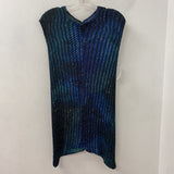 ISSEY MIYAKE WOMEN'S DRESS navy green black print M/2