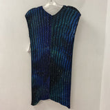 ISSEY MIYAKE WOMEN'S DRESS navy green black print M/2