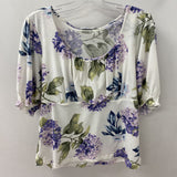 RICKI'S WOMEN'S TOP white purple floral L