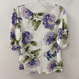 RICKI'S WOMEN'S TOP white purple floral L
