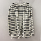 white + warren WOMEN'S TOP white grey black stripe S