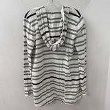 white + warren WOMEN'S TOP white grey black stripe S