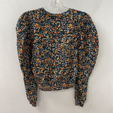 ZARA WOMEN'S BLOUSE/SHIRT black orange multi floral S
