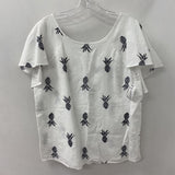 ANN TAYLOR WOMEN'S BLOUSE/SHIRT white black pineapples M