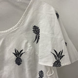 ANN TAYLOR WOMEN'S BLOUSE/SHIRT white black pineapples M