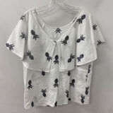 ANN TAYLOR WOMEN'S BLOUSE/SHIRT white black pineapples M