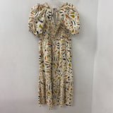 JAPNA WOMEN'S DRESS cream multi colour print S
