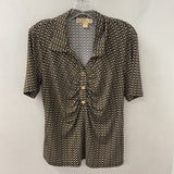 MICHAEL/Michael Kors WOMEN'S BLOUSE/SHIRT black cream chainlink print XL