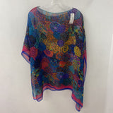 WOMEN'S PONCHO/CAPE blue pink green yellow multi OSFM