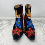 WOMEN'S BOOTS black multi floral embroidery 40