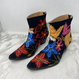WOMEN'S BOOTS black multi floral embroidery 40