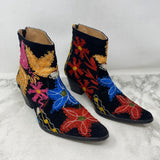 WOMEN'S BOOTS black multi floral embroidery 40