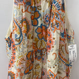msk WOMEN'S DRESS cream orange blue multi L