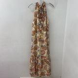 msk WOMEN'S DRESS cream orange blue multi L