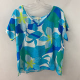 HABITAT clothes to live in WOMEN'S BLOUSE/SHIRT white blue floral print S