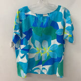 HABITAT clothes to live in WOMEN'S BLOUSE/SHIRT white blue floral print S