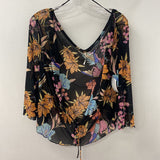 FREE PEOPLE WOMEN'S BLOUSE/SHIRT black multi floral L