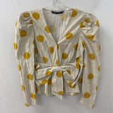 ZARA WOMEN'S BLOUSE/SHIRT beige yellow dots m