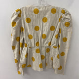 ZARA WOMEN'S BLOUSE/SHIRT beige yellow dots m