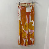 rachel zoe WOMEN'S PANTS white orange pink print XS