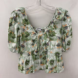 En Saison WOMEN'S BLOUSE/SHIRT green peach print M