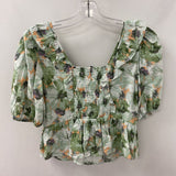 En Saison WOMEN'S BLOUSE/SHIRT green peach print M