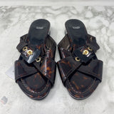 STUART WEITZMAN WOMEN'S SANDALS black cognac animal print 6.5