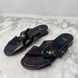 STUART WEITZMAN WOMEN'S SANDALS black cognac animal print 6.5