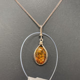 925 WOMEN'S NECKLACE silver amber
