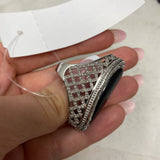 WOMEN'S RING silver black 8.5