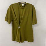 H&M WOMEN'S T-SHIRT green silver XS